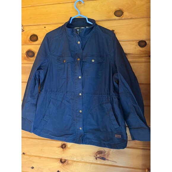 L.L. Bean Womens Navy Cotton Blend Utility Jacket With Gold Buttons Size 2X Plus - Picture 1 of 9